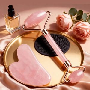 Rose Quartz Face Roller & Gua Sha Set