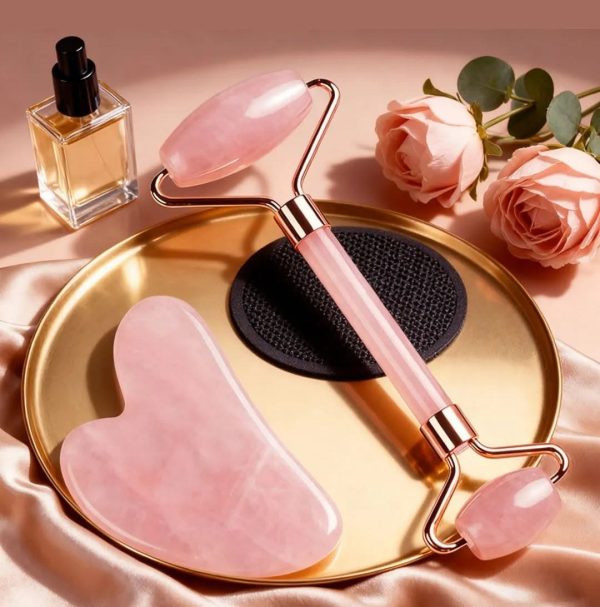 Rose Quartz Face Roller & Gua Sha Set